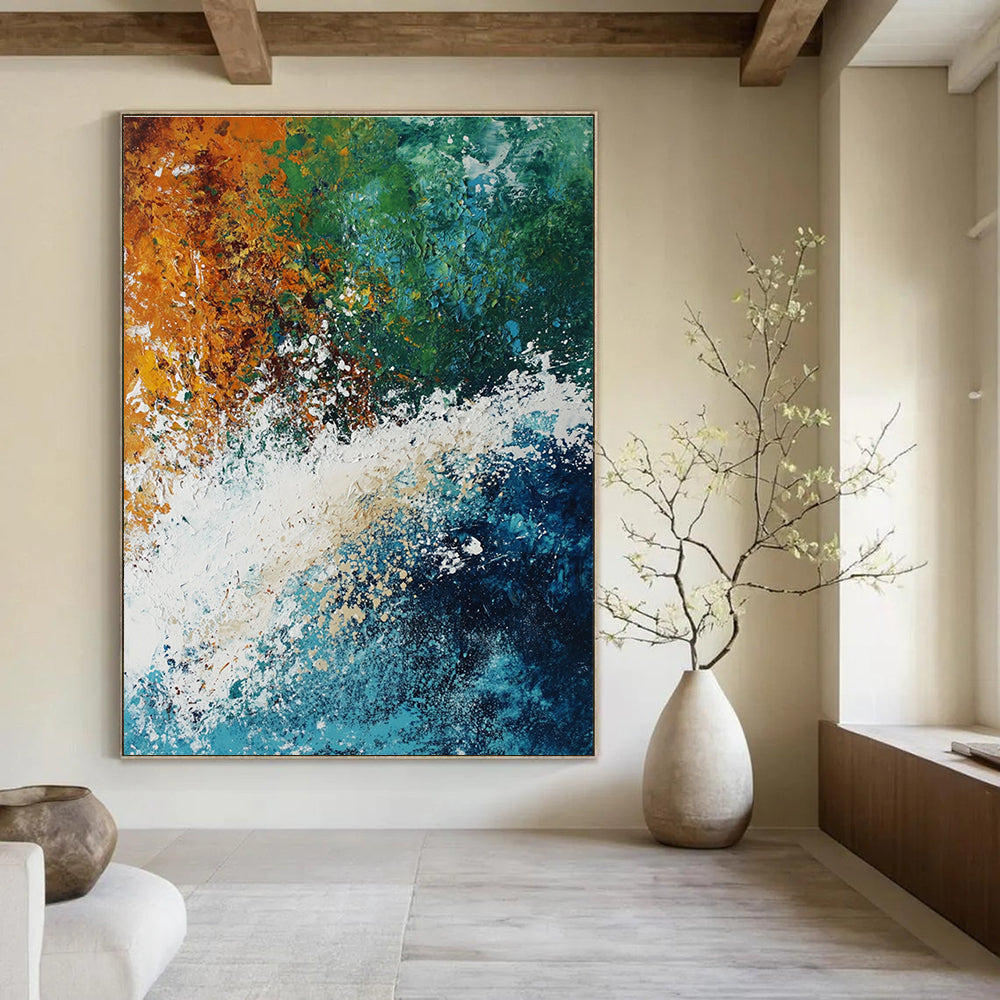 Energetic Wave Abstract Painting for Dynamic Spaces GAB0732