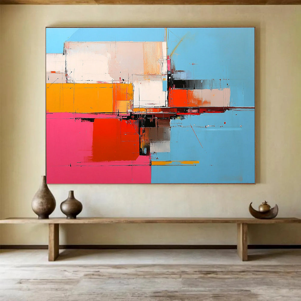 Geometric Color Block Abstract with Bold Contrasts Abstract Painting ABS335