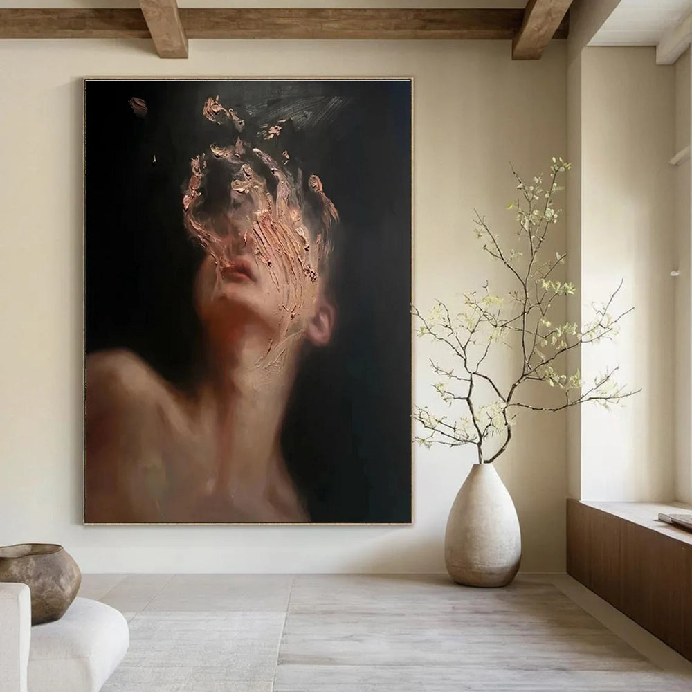 Abstract Portrait with Textured Face Painting for Contemporary Art Spaces HENG315