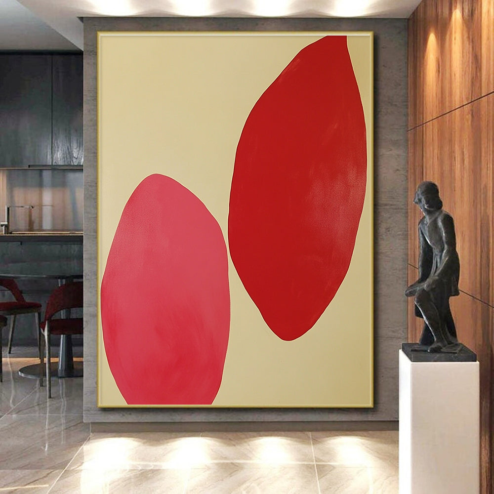Red - Pink Abstract Painting with Minimalist Elegance WINK538