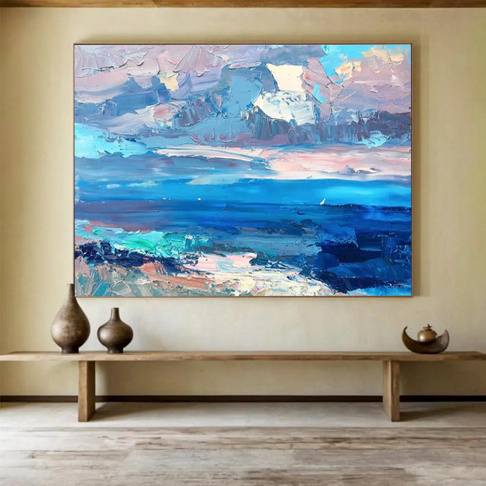Sea and Sky Abstract Painting for Coastal Home Living Rooms YHT440
