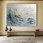 Intricate Textured Mountains Abstract Painting with Dramatic Detailing ABS620