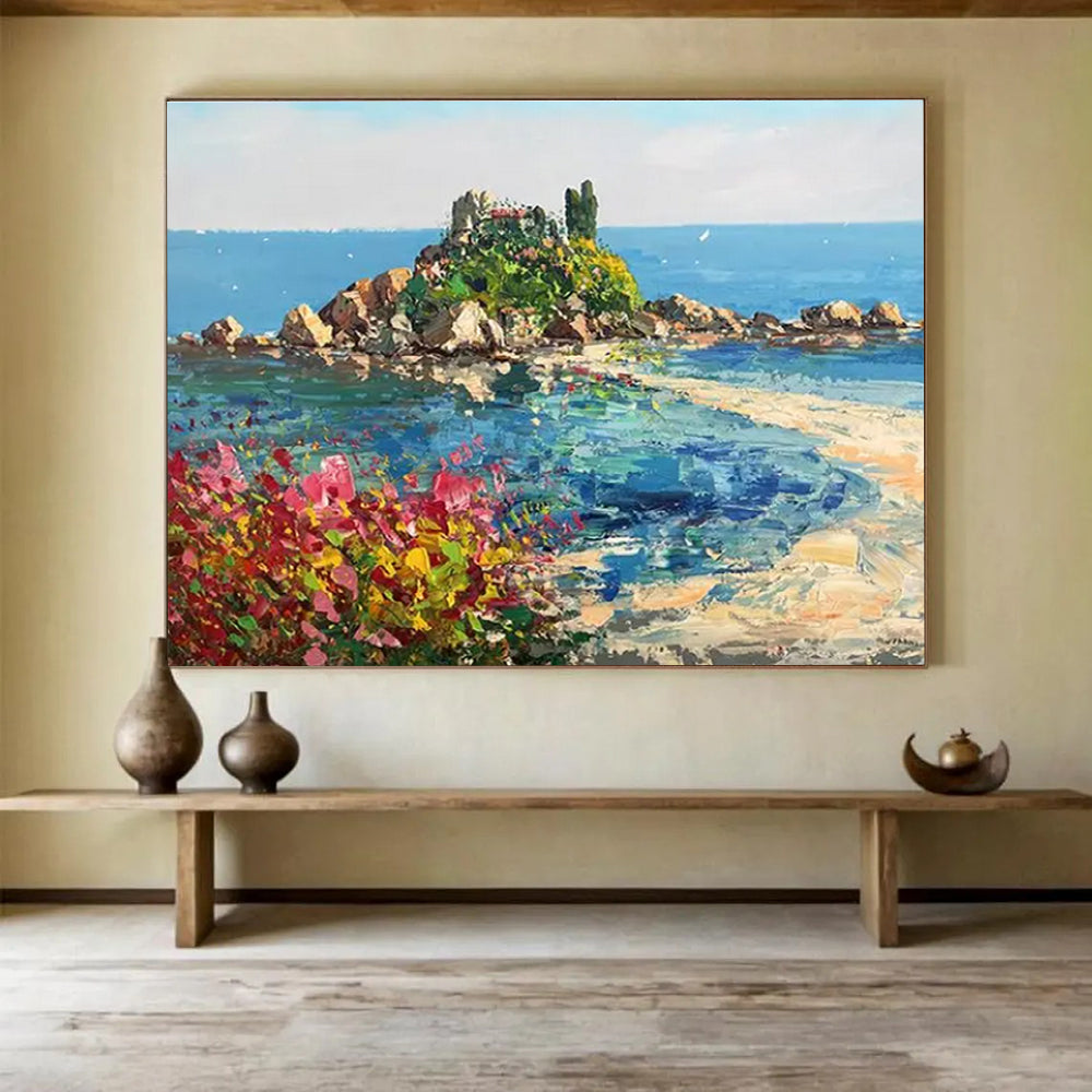 Island Blossom Abstract Painting for Beachfront Home Bedrooms YHT469