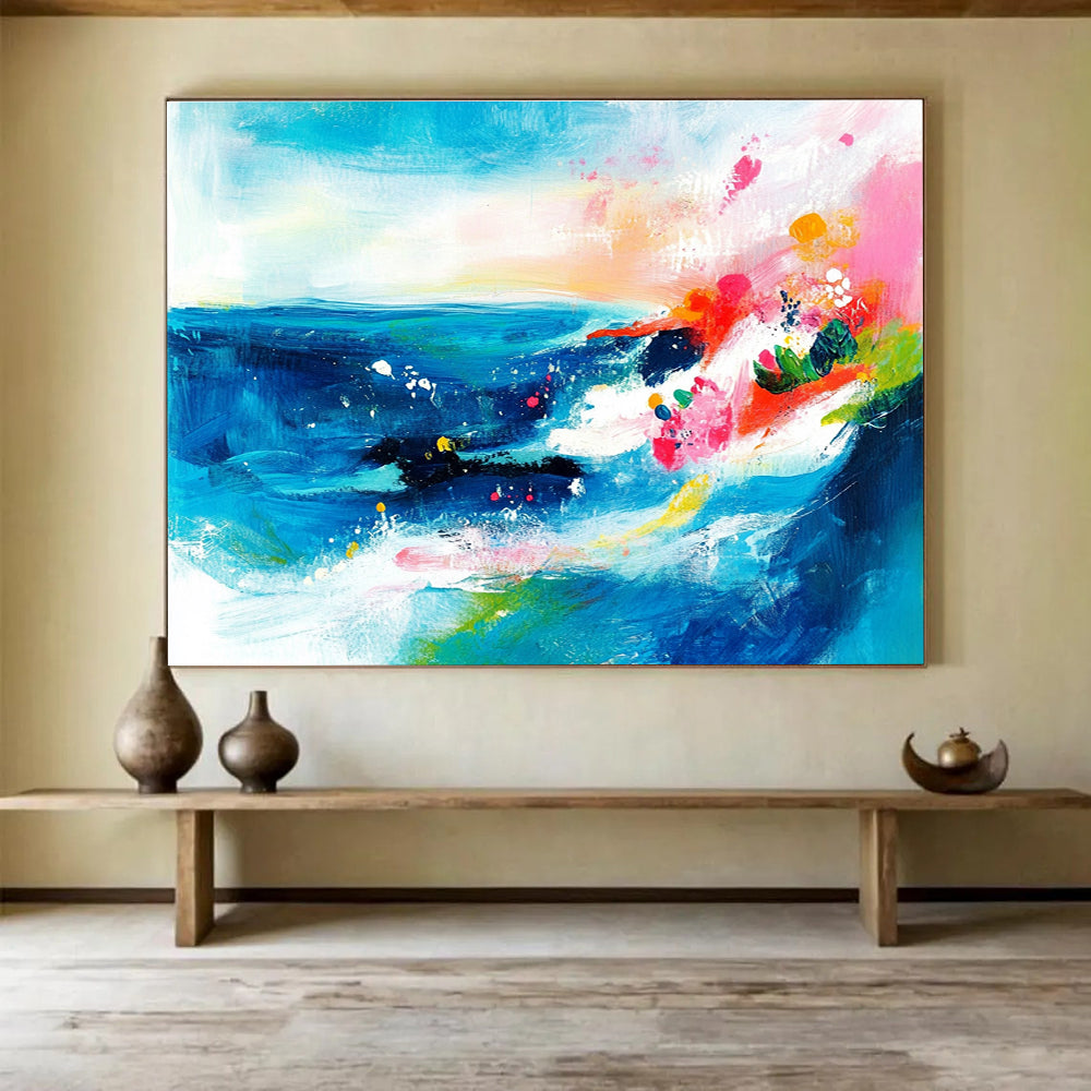 Colorful Sea and Sky Abstract Painting with Vivid, Expressive Brushstrokes ABS521