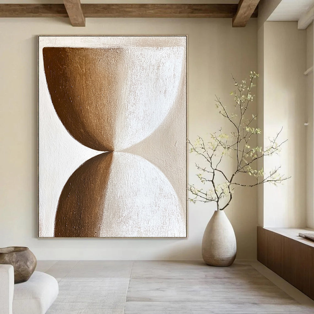 Brown and White Hourglass Shapes - Minimalist Geometric Art GAB0400