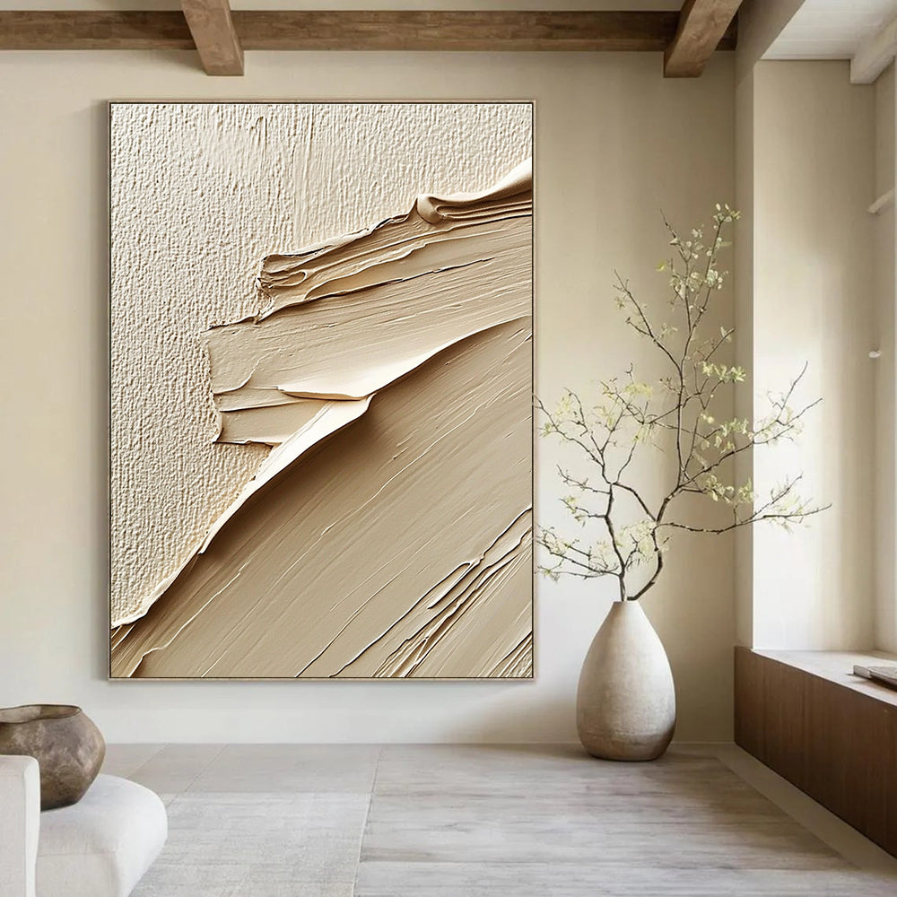 Textured Beige Layers Abstract Painting of Subtle Sophistication GAB0091