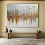 Silver and Gold Abstract with Textured Metallic Accents Abstract Painting ABS368