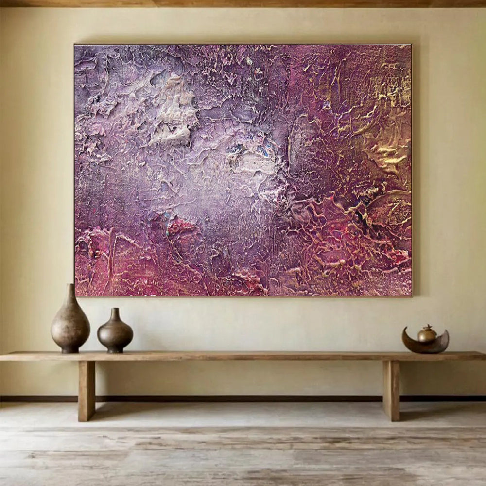 Textured Purple Abstract Painting for Luxury Wine Bars YHT361