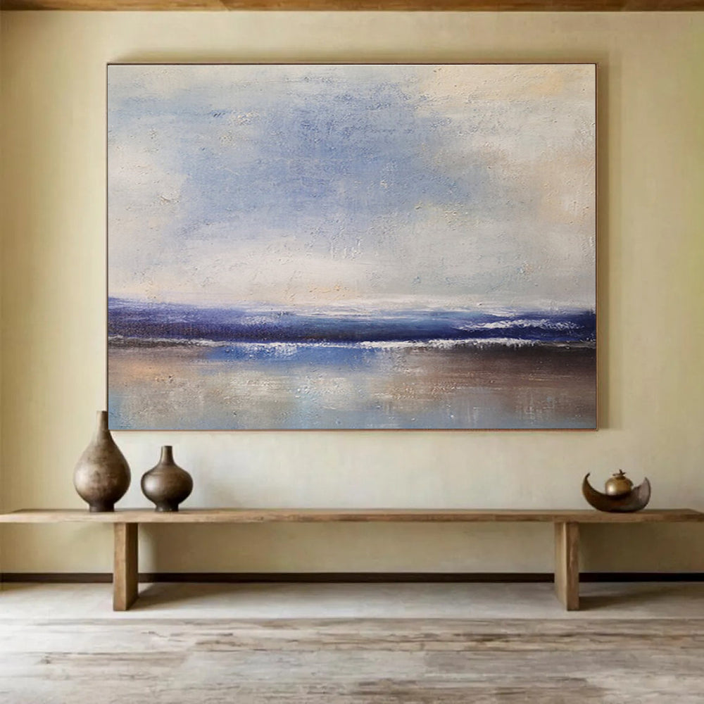 Serene Sea Horizon Abstract Painting for Peaceful Spaces YHT036