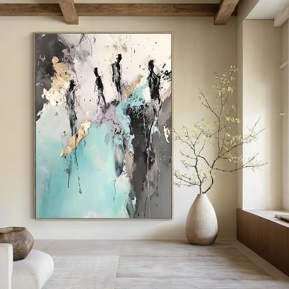 Silhouette and Gold Abstract Painting for Sophisticated Residential Living Rooms GAB1194