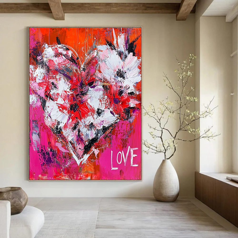 Abstract Floral Heart Painting for Love - Themed Cafes GAB1146
