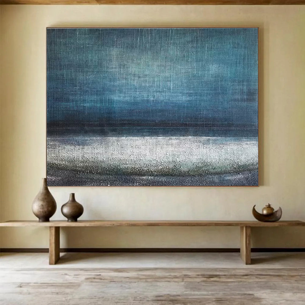 Textured Sea Abstract Painting for Coastal Meditation Rooms YHT154