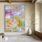 Pastel and Gold Abstract Painting for Chic Bridal Suites HENG464