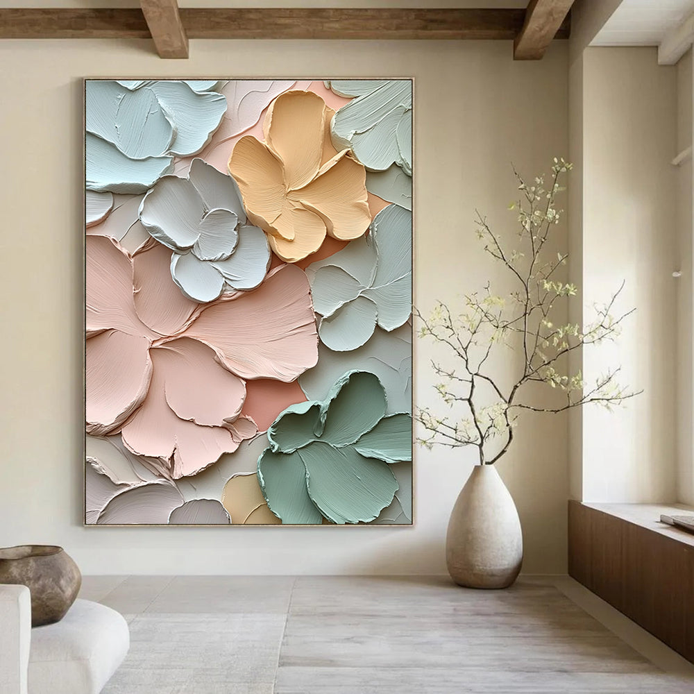 Pastel Flowers Abstract Painting with Smooth Textures GAB0006