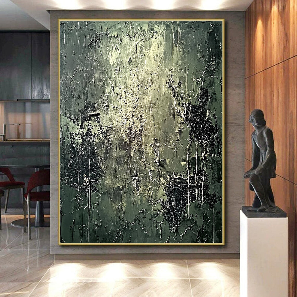 Dark Textured Abstract Painting with Mysterious Depth WINK585