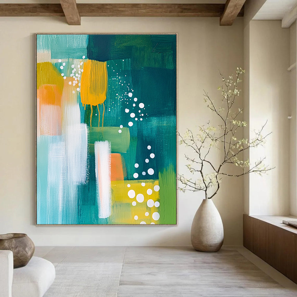 Colorful Bubbles Abstract Painting for Playful Cafes GAB1083