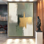 Green Gold Gray Abstract Painting with Natural Elegance WINK558