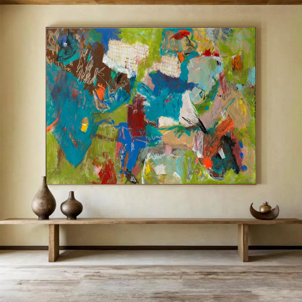 Bold Color Block Abstract Painting for Contemporary Corporate Receptions YHT237