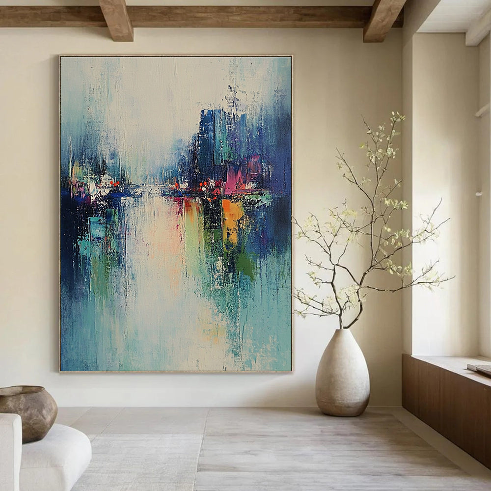 River Cityscape Abstract Painting for Modern - Styled Lofts GAB1044