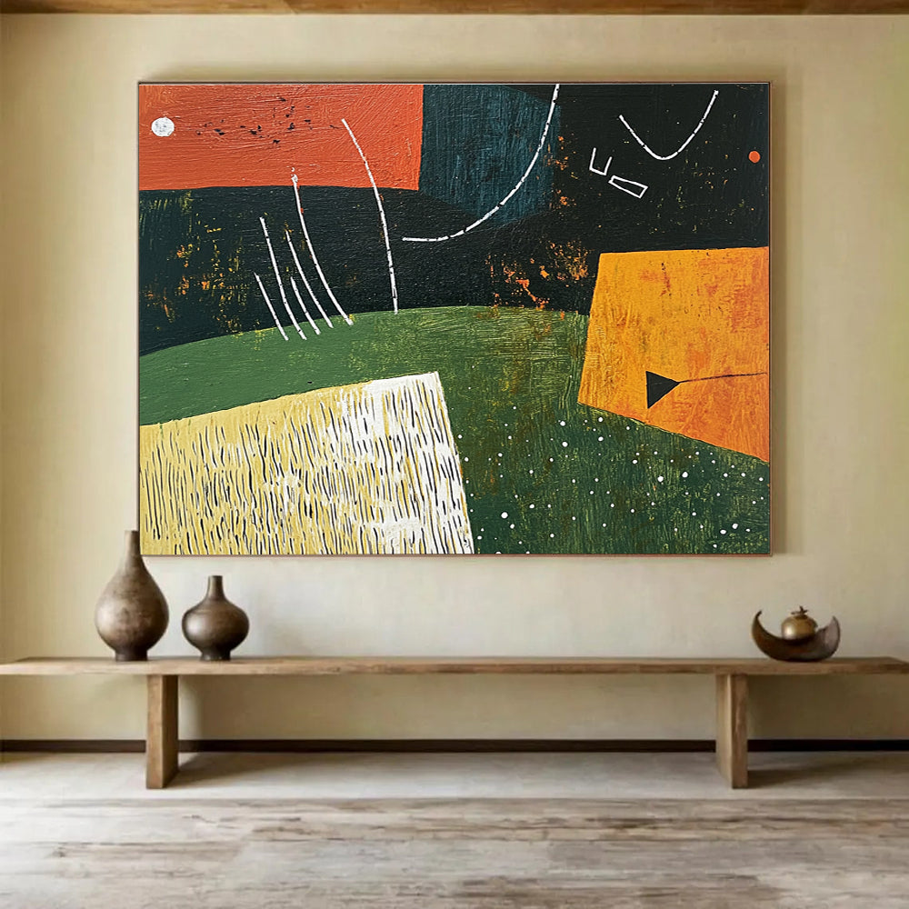 Geometric Abstract Landscape  Whimsical Nature ABS111