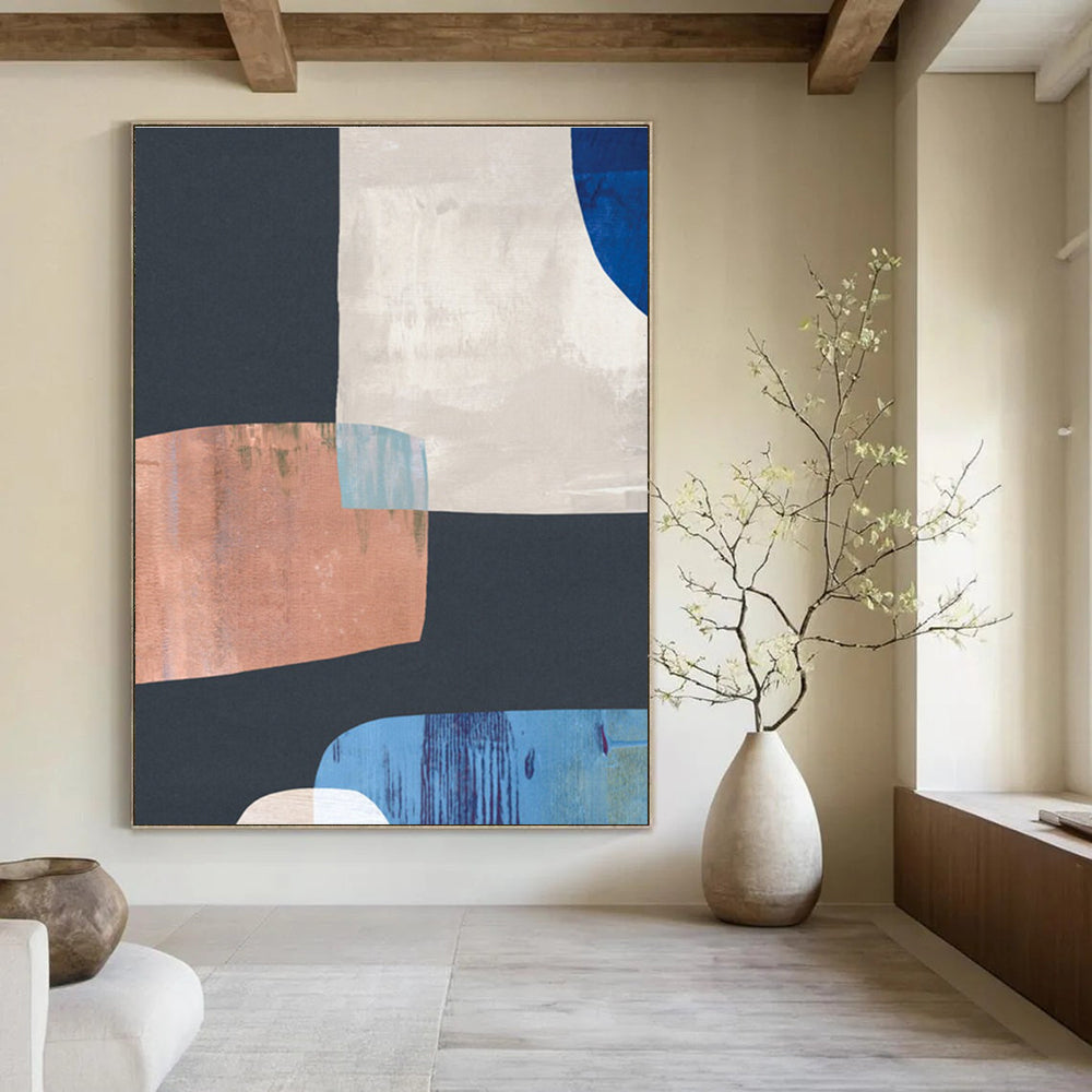 Geometric Color Block Abstract Painting for Modern Office Receptions HENG200