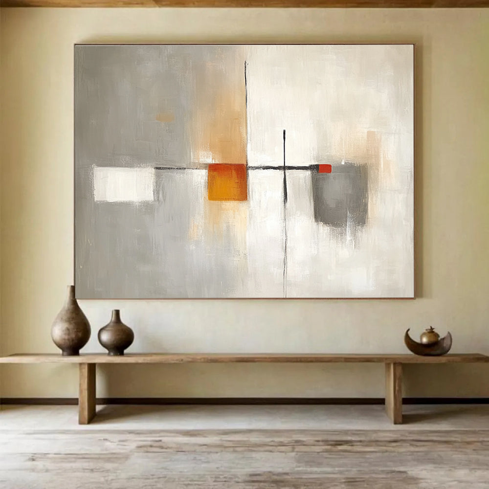 Monochromatic Minimalist Abstract Painting with Delicate Subtle Shifts ABS536