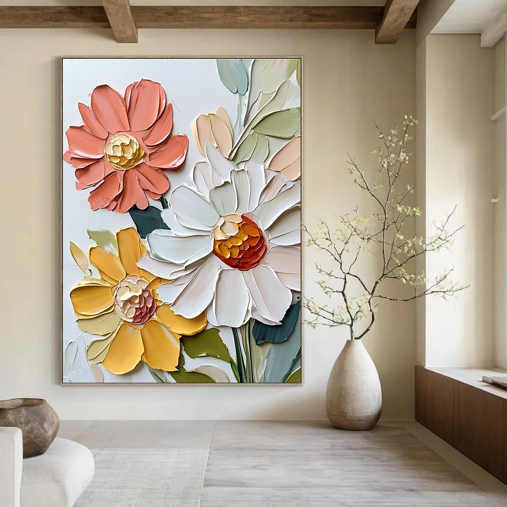 Textured Floral Bouquet Impasto Flower Abstract Painting GAB0278