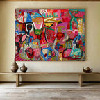 Pink - Hued Abstract Painting for Fashion - Forward Retail Spaces YHT239