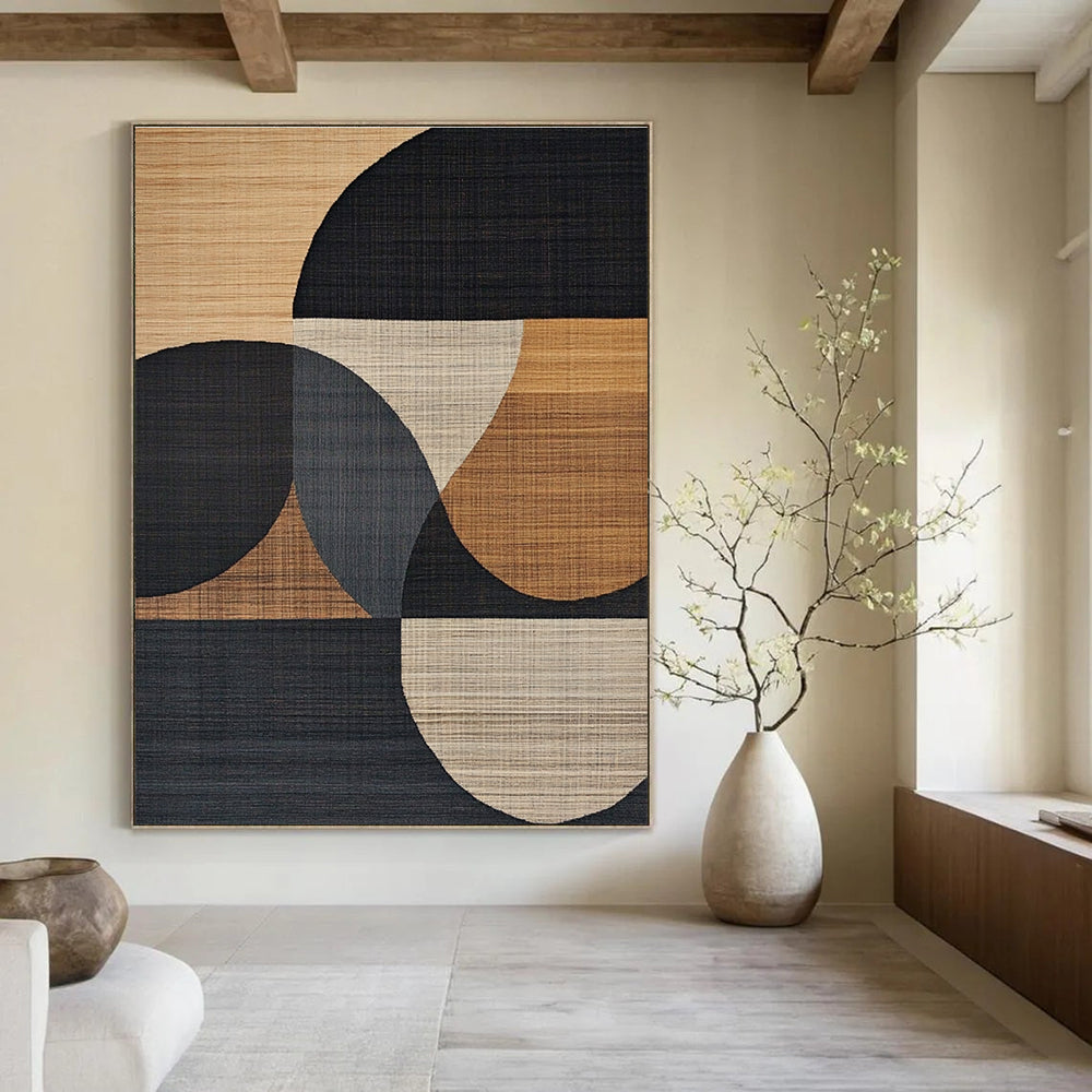 Circular Geometric Patterns Abstract Painting for Modern Office Lobbies GAB1360