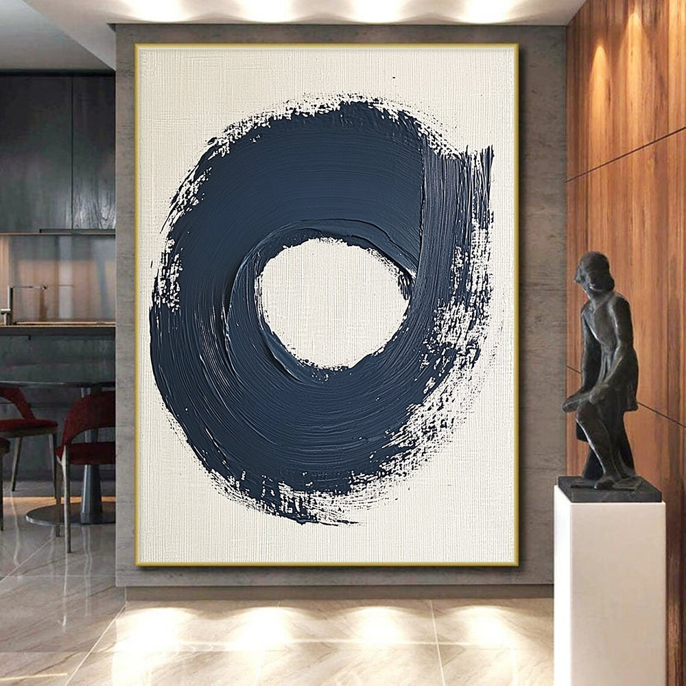 Dark Circular Brushstroke Abstract Painting with Bold Simplicity WINK086