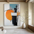 Orange and Black Abstract Painting for Modern Art - Focused Cafes GAB0925
