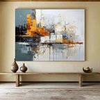 Urban Abstract Landscape Painting with Industrial Tones YHT002