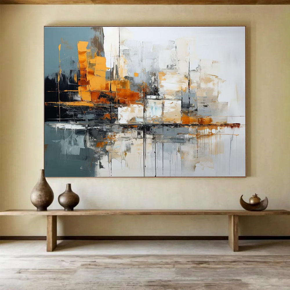 Urban Abstract Landscape Painting with Industrial Tones YHT002