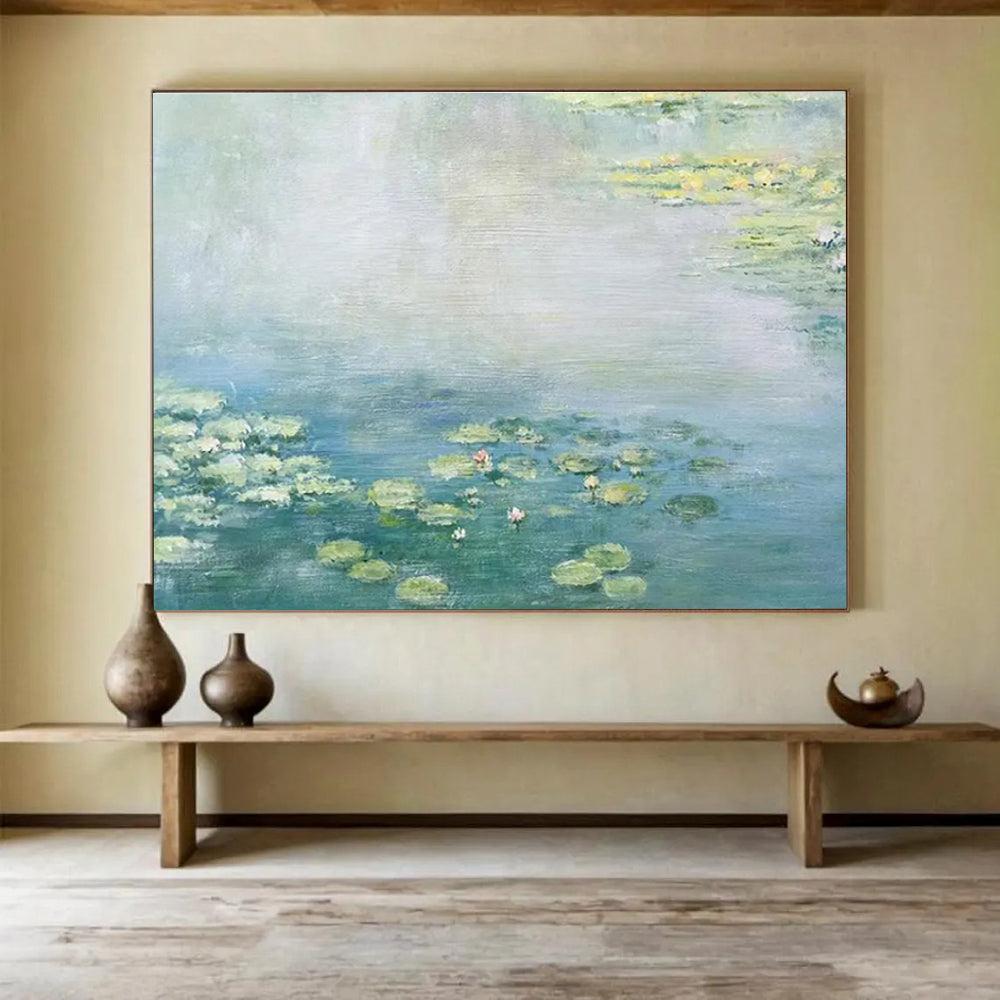 Water Lily Abstract Painting for Tranquil Spa Retreats YHT391