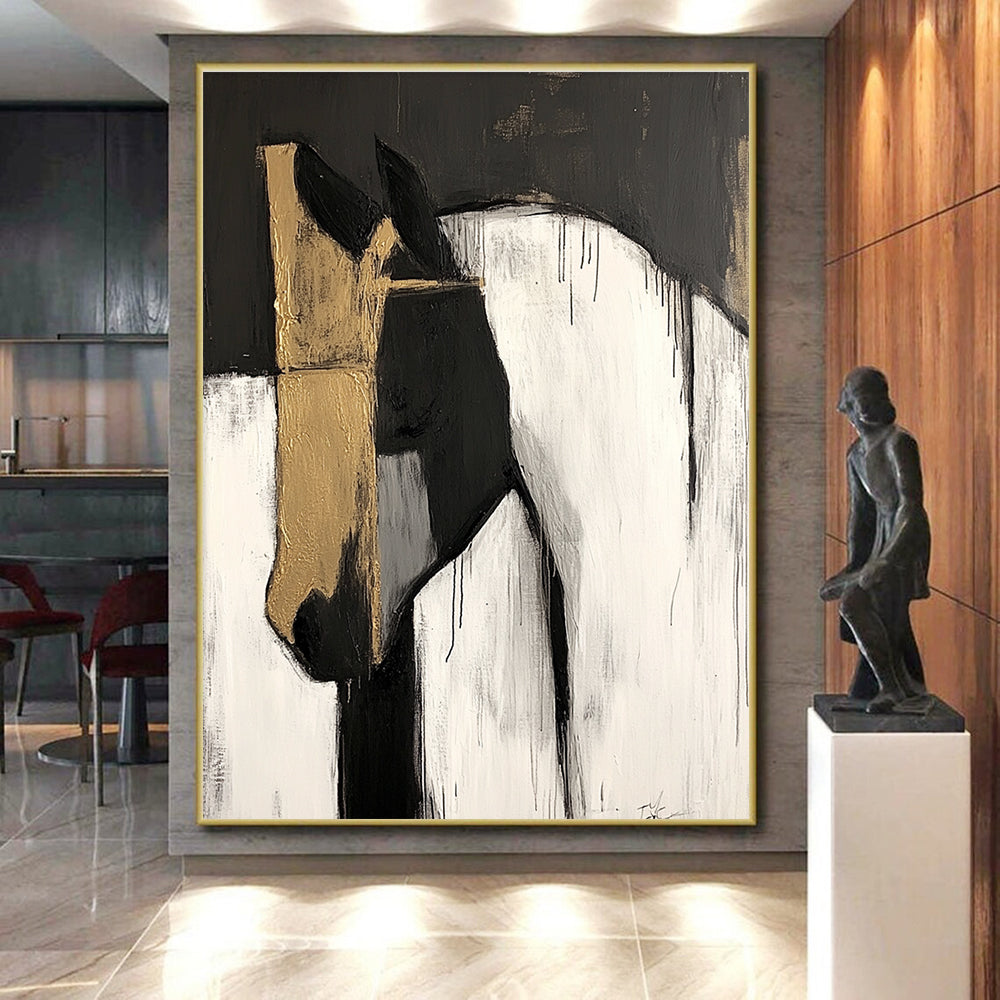 Abstract Horse Portrait Painting with Gold Accents WINK610