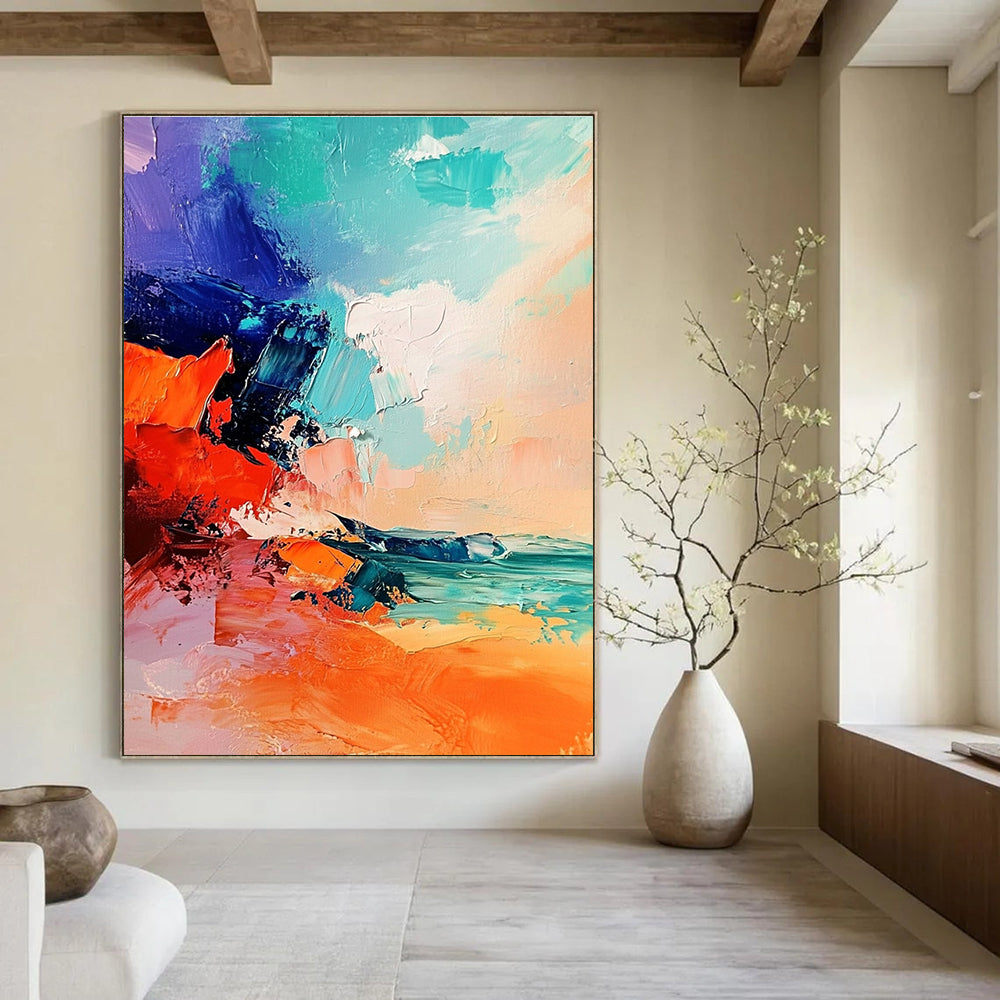 Colorful Coastal Abstract Painting for Vibrant Interiors GAB0731