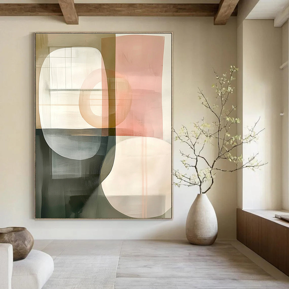 Soft Geometry Abstract Painting for Elegant Living Rooms GAB1027