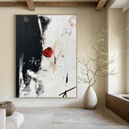 Red Heart in Black and White - Emotional Minimalist Abstract Art GAB0455