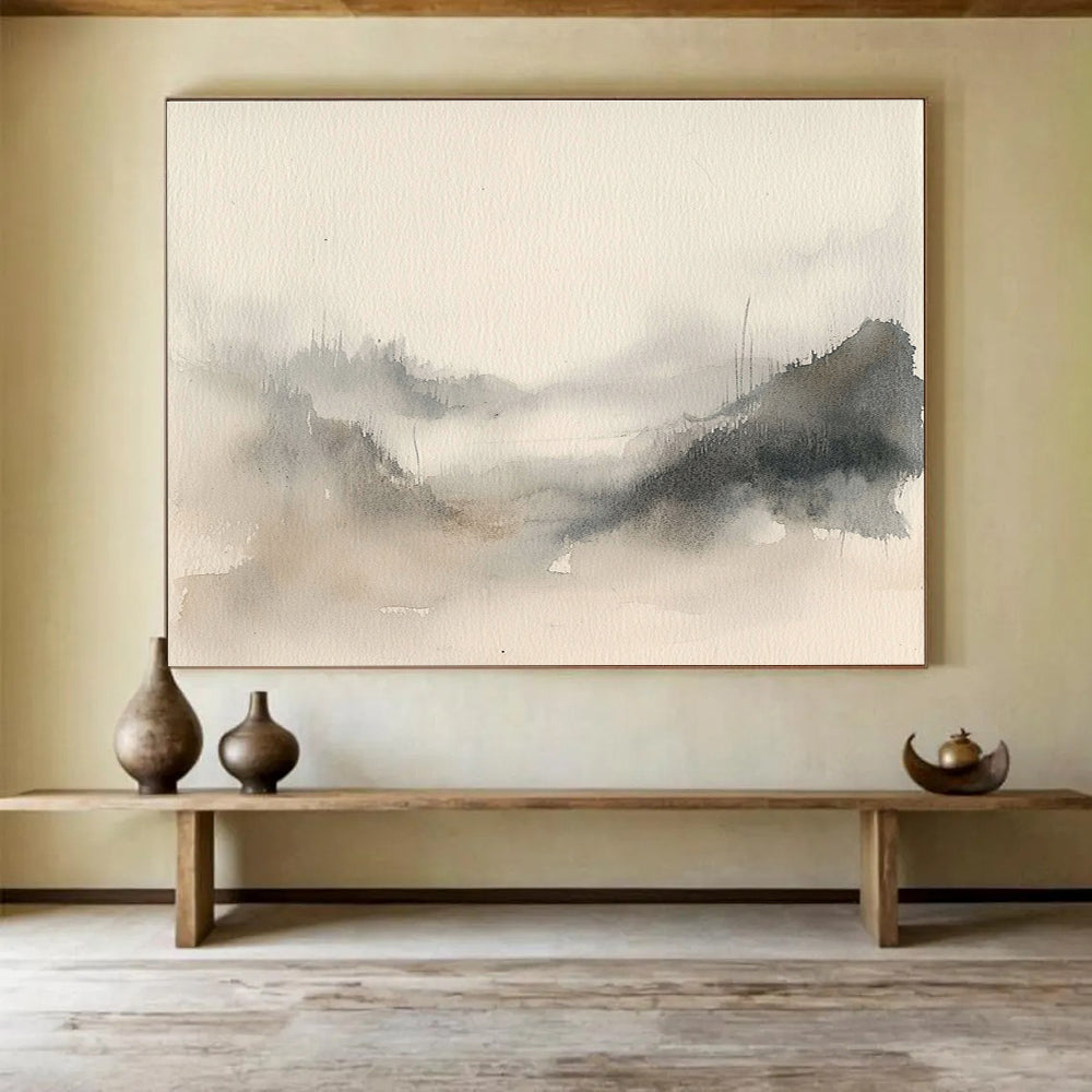 Ink - Washed Mountain Mist Abstract Painting ABS140