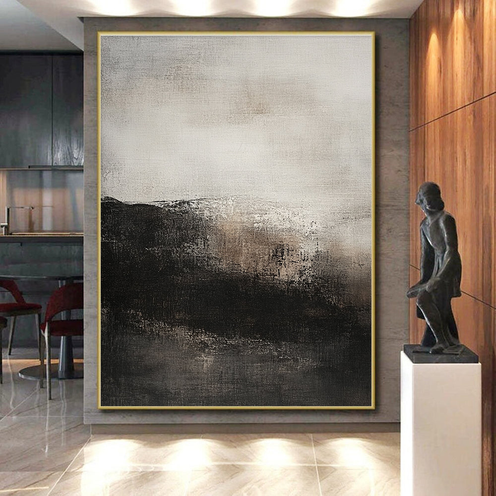 Gray - Black Abstract Landscape Painting with Mysterious Atmosphere WINK428
