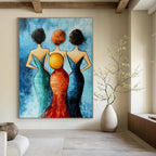 Three Women in Dresses Stylish Abstract Painting for Fashion - Forward Interiors GAB1491