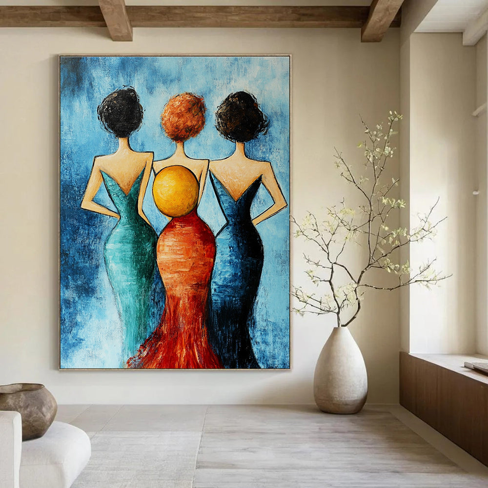 Three Women in Dresses Stylish Abstract Painting for Fashion - Forward Interiors GAB1491