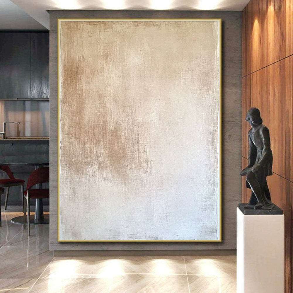 Beige and White Gradient Abstract Painting with Subtle Serenity WINK022