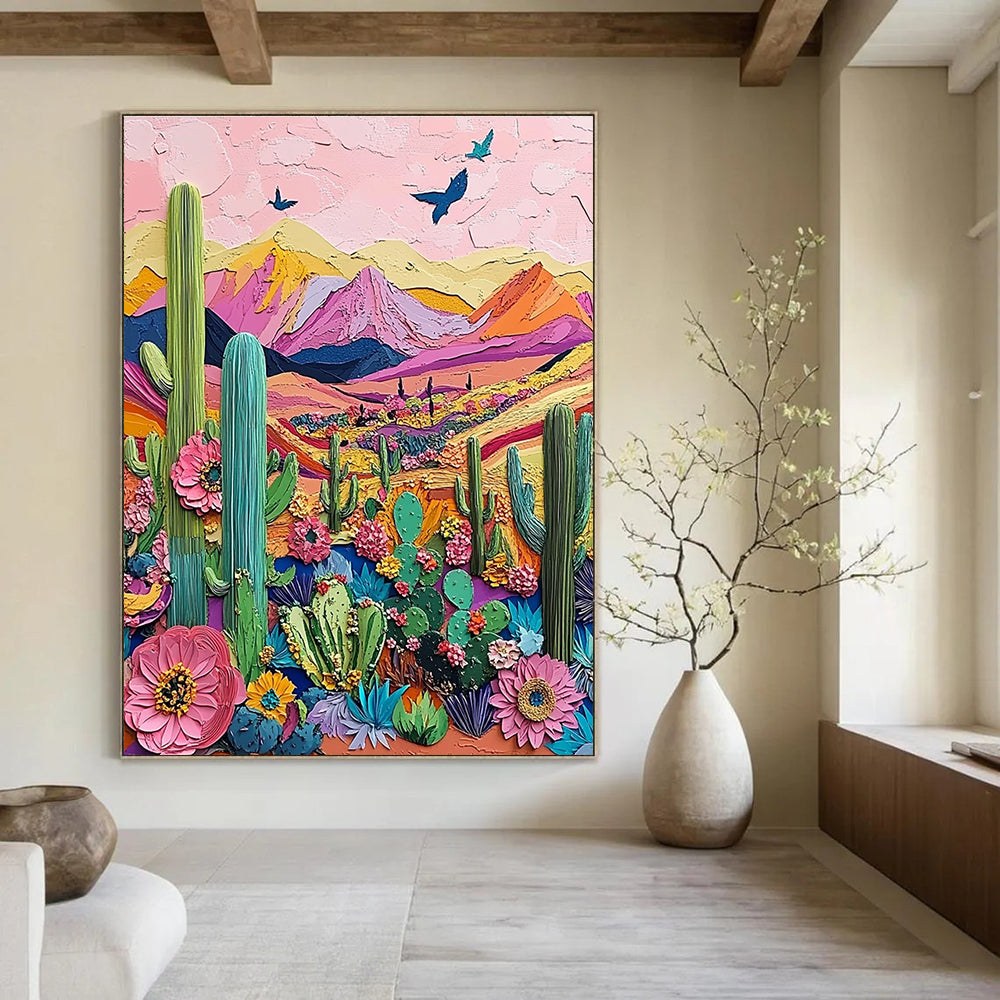 Colorful Desert Landscape Collage Textured Abstract Art for Bohemian Spaces GAB1469