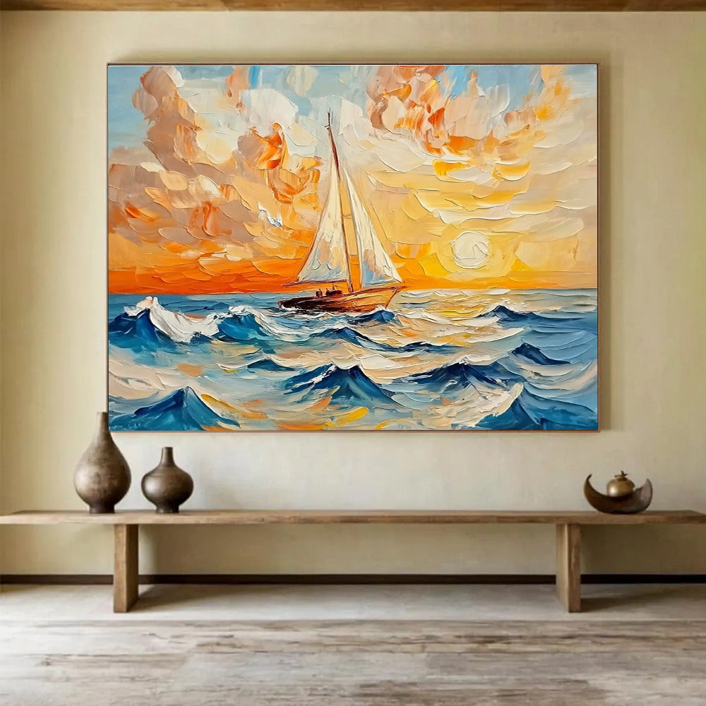 Sailboat at Sunset - Nautical Beauty on Canvas ABS011