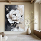 Textured White Rose Abstract Painting for Romantic - Themed Bedrooms GAB1011
