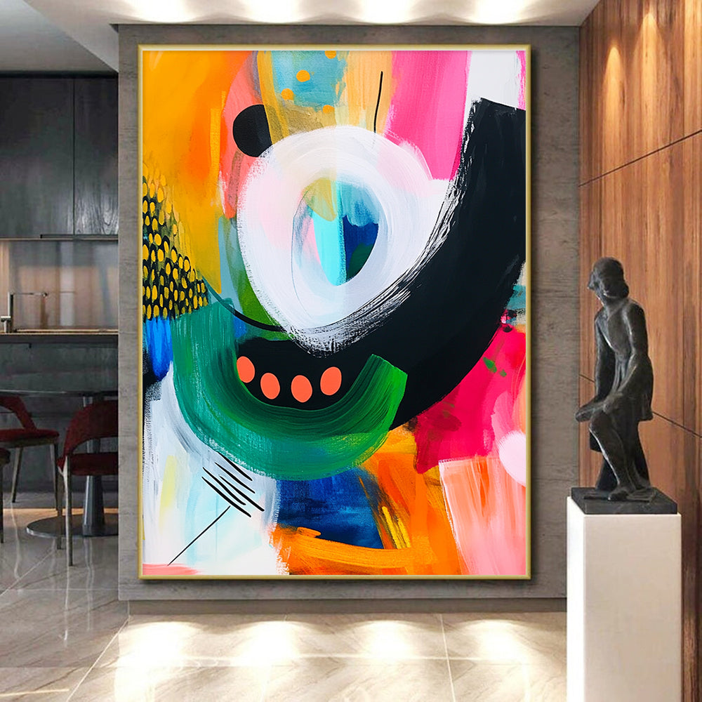 Circular and Curved Shapes Abstract Painting with Playful Rhythm WINK082