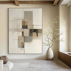 Neutral Geometric Abstract Painting for Mid - Century Modern Offices GAB1214