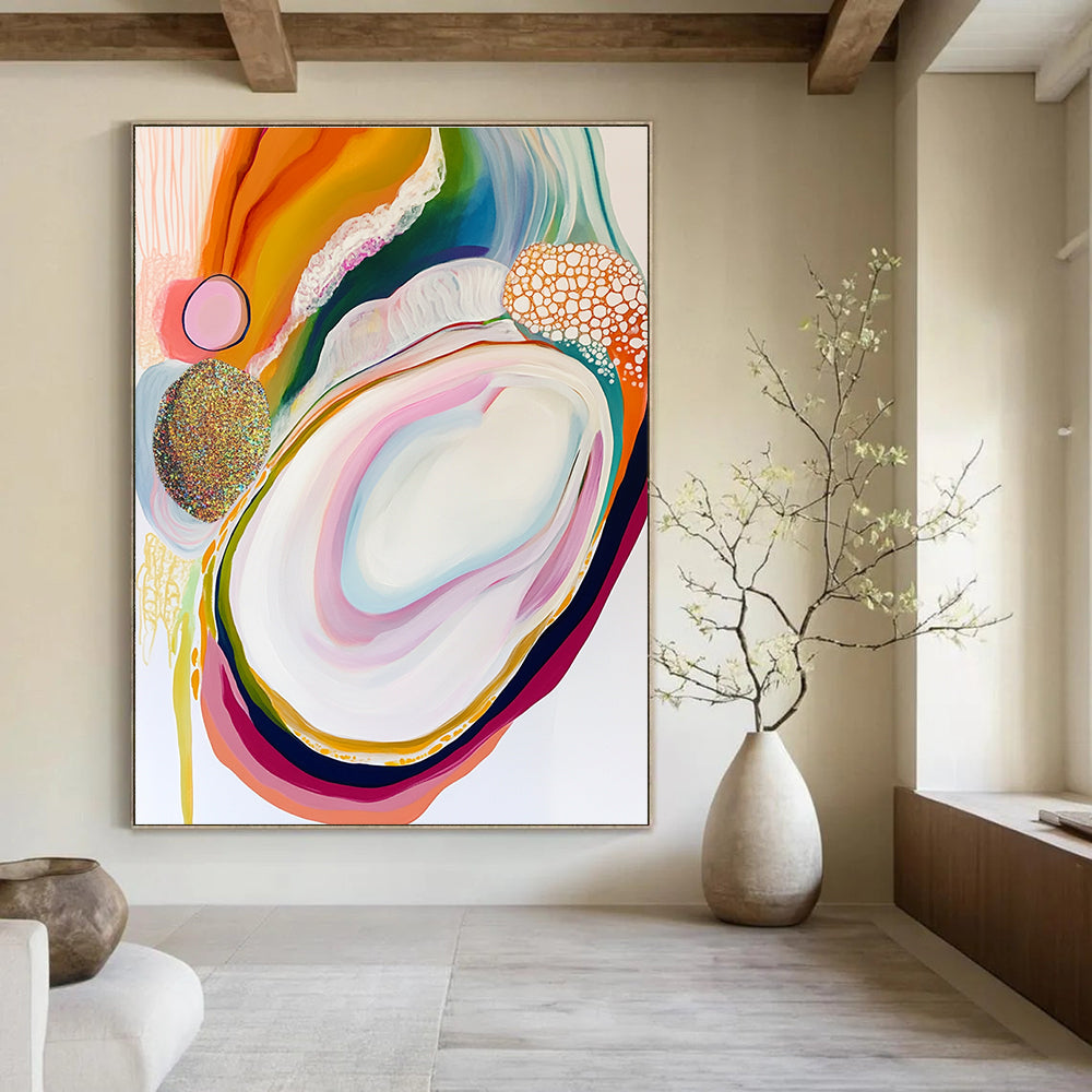 Colorful Abstract Agate Painting for Trendy Boutiques GAB1135