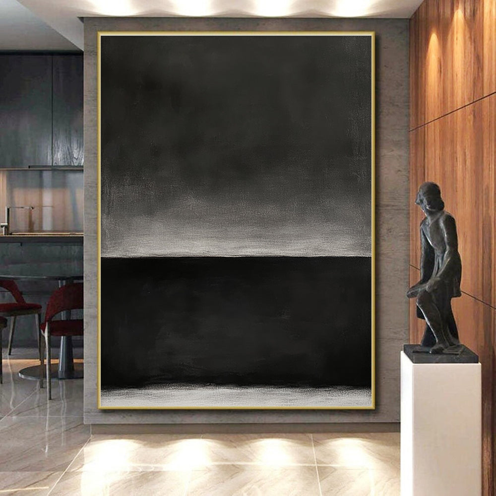 Monochromatic Black Gradient Abstract Painting with Subtle Depth WINK163